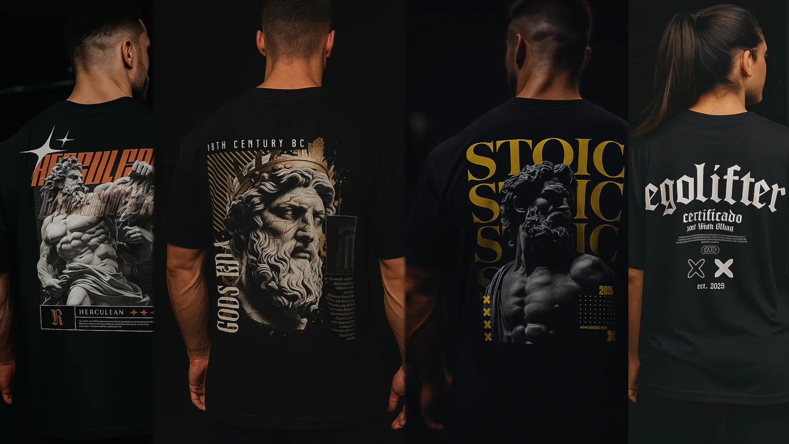 Diseños Vital Army en playeras oversize negras