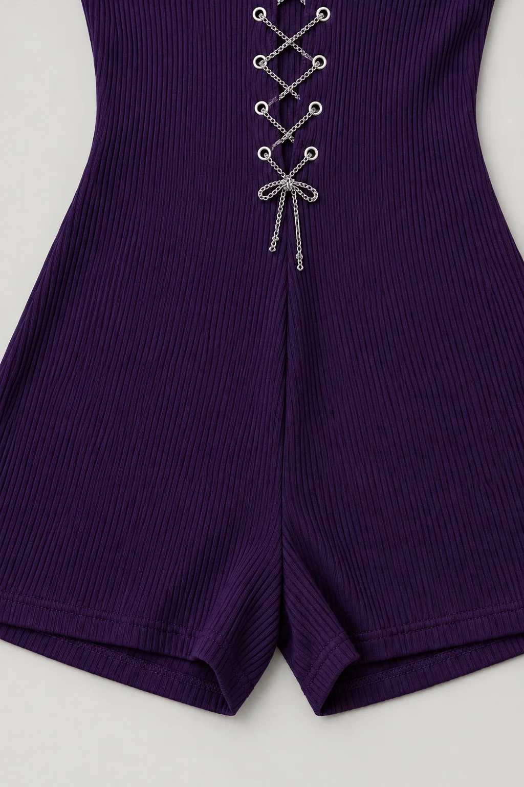 Enterizo Short Push Up Mujer Efecto Corset Deportivo Morado — fotografía 5
